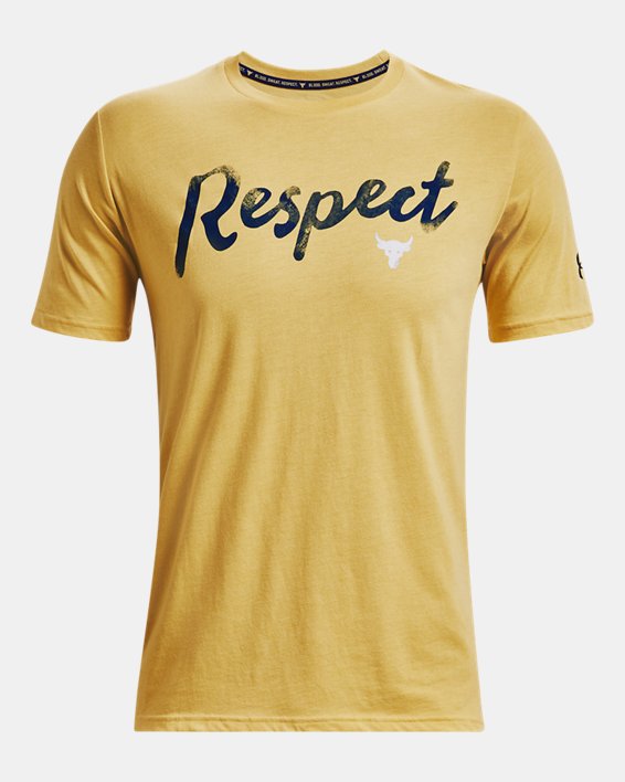 Men's Project Rock Respect Short Sleeve, Yellow, pdpMainDesktop image number 4